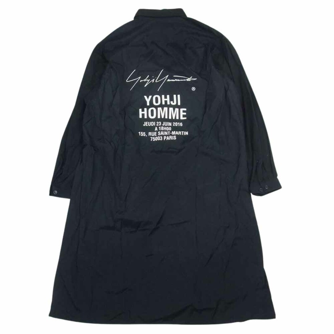 Yohji Yamamoto POUR HOMME ヨウジヤマモトプールオム 長袖シャツ HW-B08-212 Cupro Staff Shirt バックロゴ ロング シャツ ブラック系 3