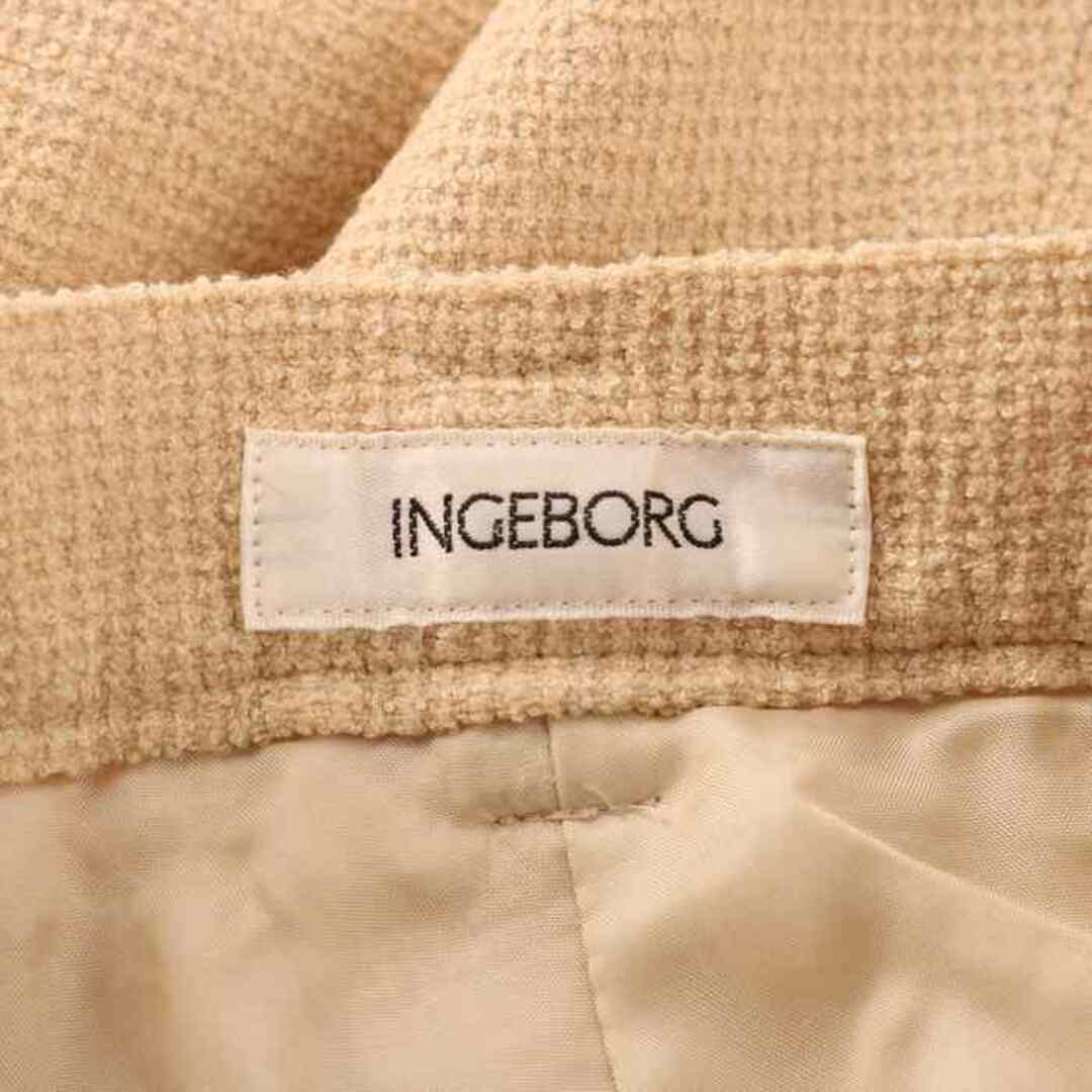 INGEBORG(インゲボルグ)のインゲボルグ ロングパンツ ワイド ストレッチ ウール混 無地 ボトムス レディース Sサイズ ベージュ INGEBORG レディースのパンツ(その他)の商品写真