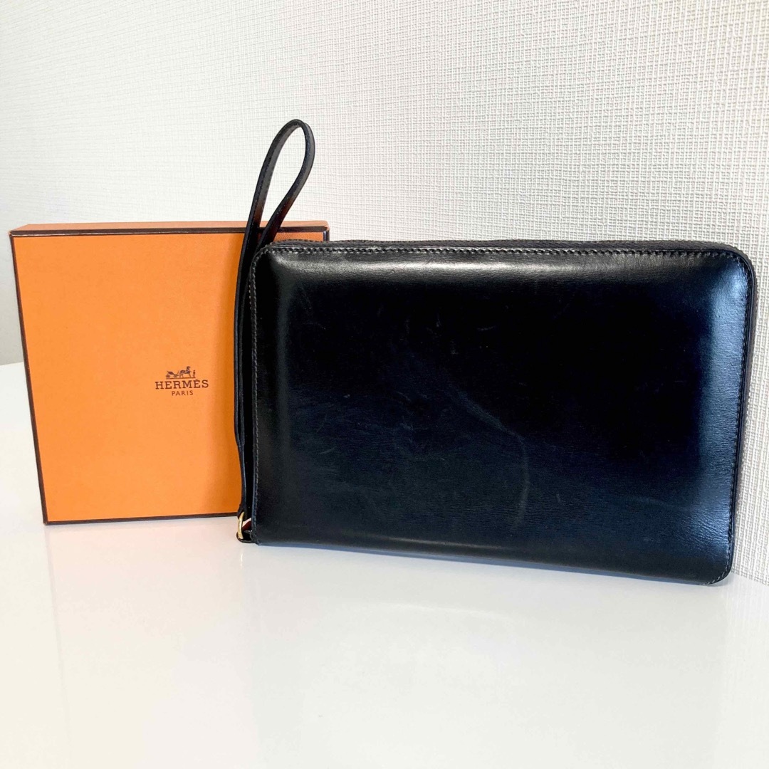 激レア☆ HERMES エルメス クラッチ セカンドバッグ 長財布 ブラック 黒