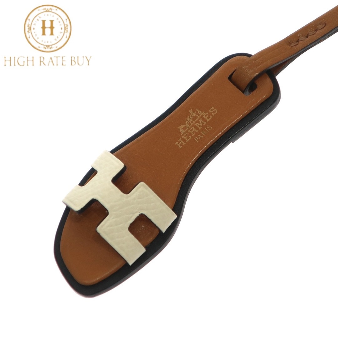 【新品】HERMES エルメス オラン ナノ チャーム ヴォーエプソン ヴァッシュハンター バトラー ナタ ナチュラルサブレ ブラック レディース バッグチャーム キーホルダー サンダルモチーフ Oran nano