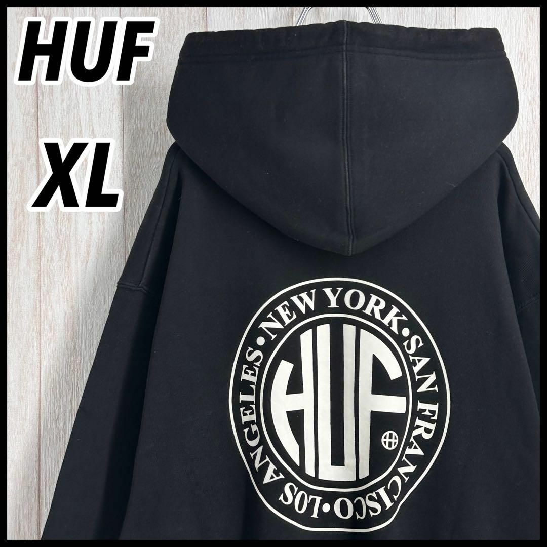 安い販売中 【最高デザイン】希少XL HUF ハフ 両面ロゴ プルオーバー