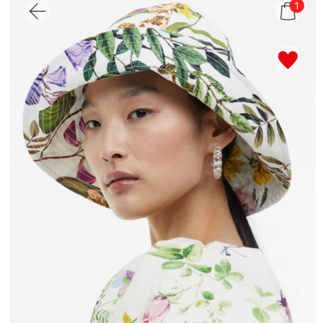 H&M パターンバケットハット　花柄　フラワー