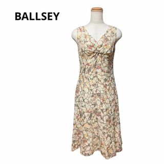 ボールジィ(Ballsey)のBALLSEY ボールジィ　ワンピース　柄　シルク　上品　黄色　白　オレンジ(ひざ丈ワンピース)