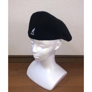 カンゴール(KANGOL)のM 良品 KANGOL ハンチングキャップ ブラック 黒 カンゴール ベレー帽(ハンチング/ベレー帽)