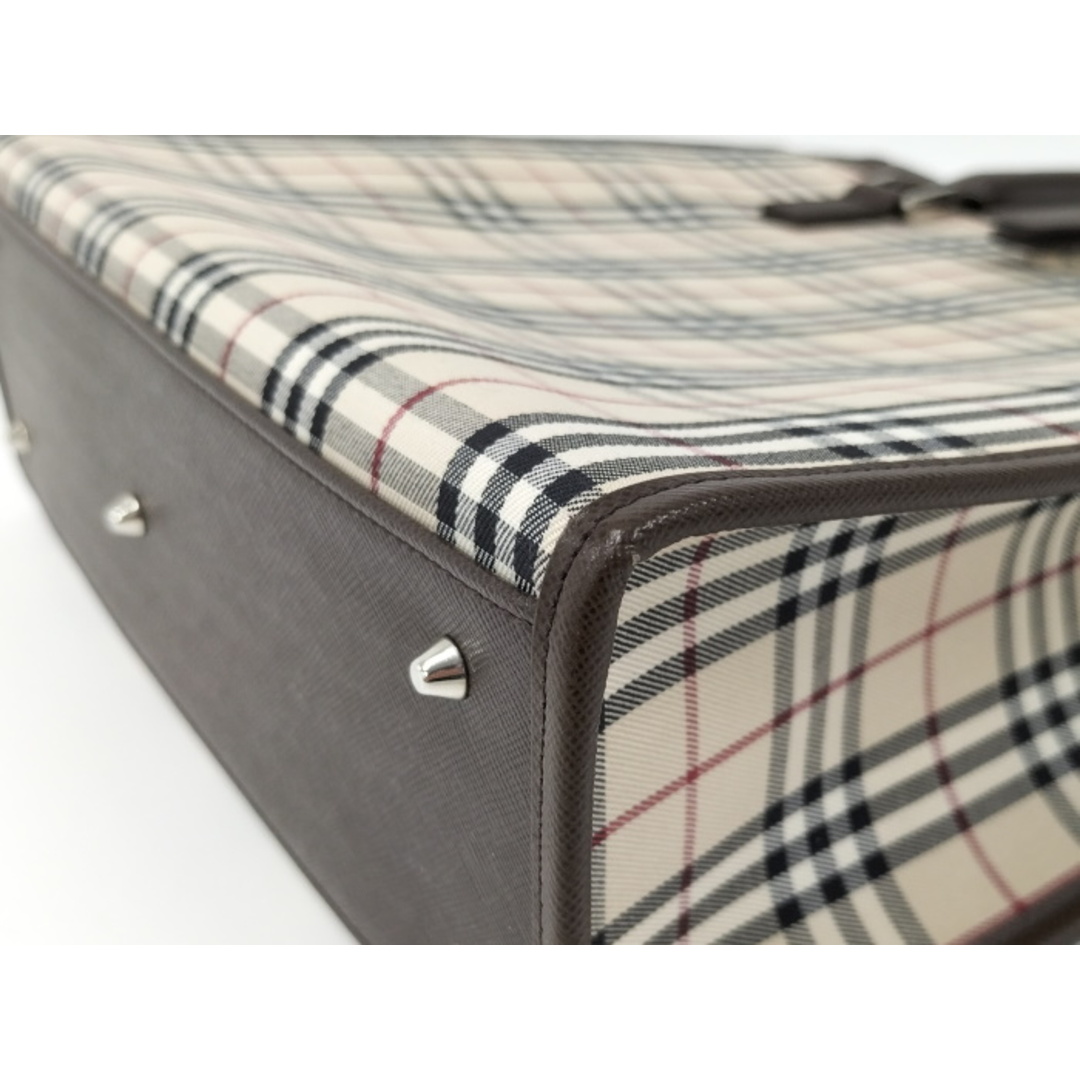 BURBERRY トートバッグ ノバチェック キャンバス レザー ベージュ系