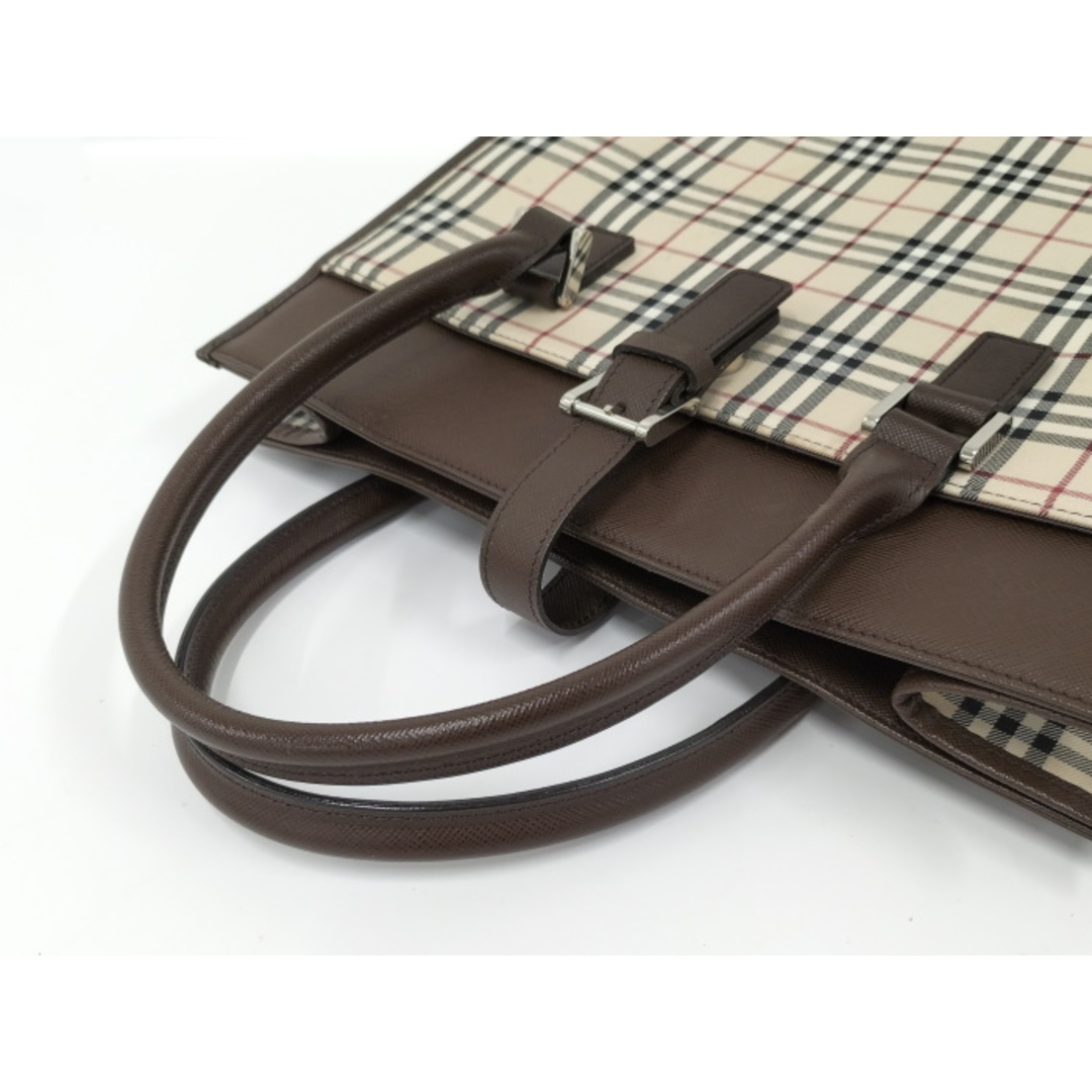 BURBERRY トートバッグ ノバチェック キャンバス レザー ベージュ系