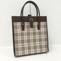 BURBERRY トートバッグ ノバチェック キャンバス レザー ベージュ系