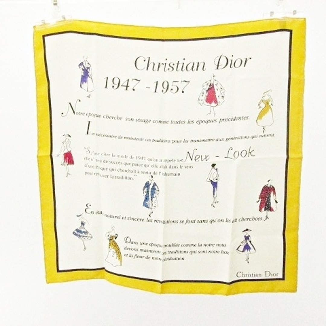 Christian Dior(クリスチャンディオール)のクリスチャンディオール スカーフ "1947-1957" シルク 黄 白 レディースのファッション小物(バンダナ/スカーフ)の商品写真