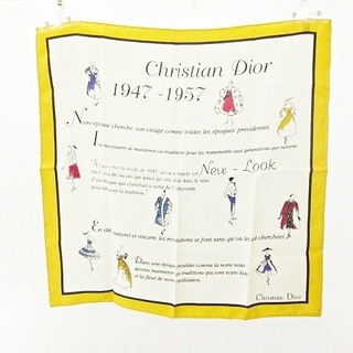 クリスチャンディオール(Christian Dior)のクリスチャンディオール スカーフ "1947-1957" シルク 黄 白(バンダナ/スカーフ)