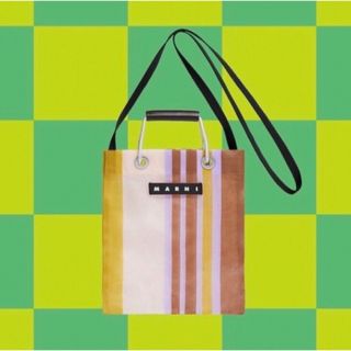 ポケットいっぱい マルニマーケット ストライプミニショルダーバッグ レーズン MARNI