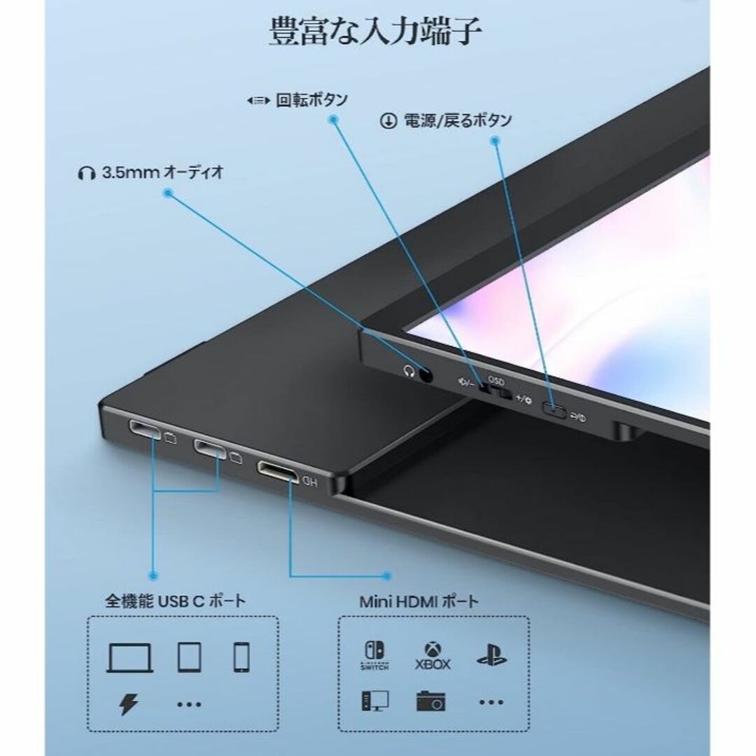 値下 モバイルモニタ ARZOPA A1 GAMUT SLIM 14/FHD