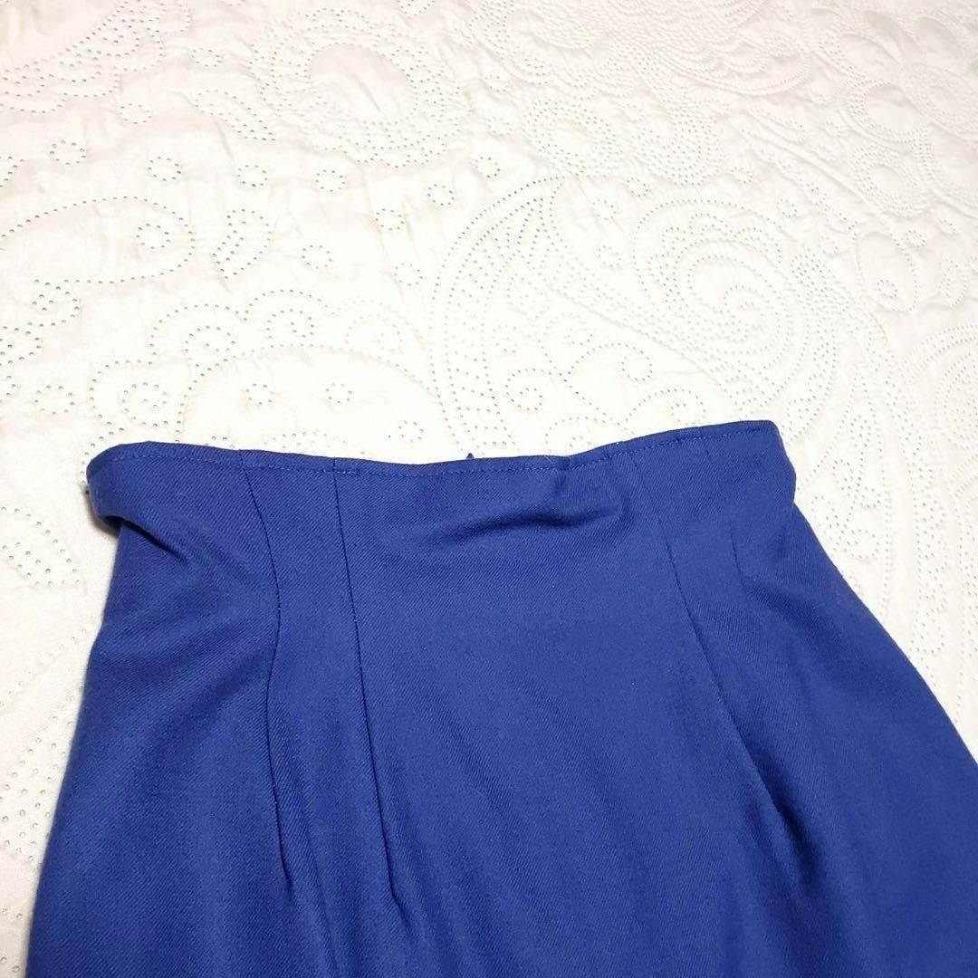 レディース【F】ひざ丈スカート♡ウール100% シンプル♡カジュアル 青紫系 レディースのスカート(ひざ丈スカート)の商品写真