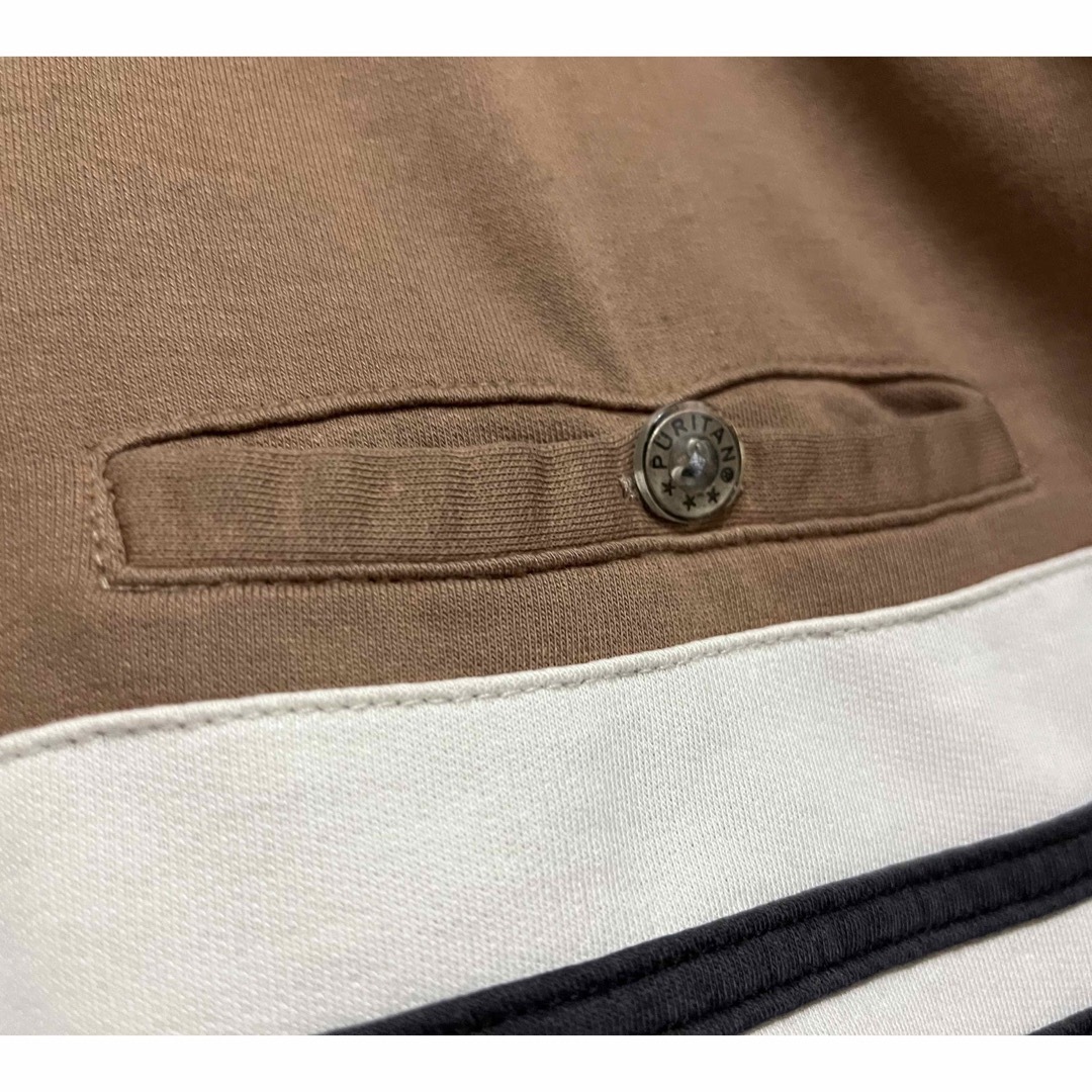 puritan ブラウン系　半袖ラインポロシャツ　メンズM〜L メンズのトップス(ポロシャツ)の商品写真