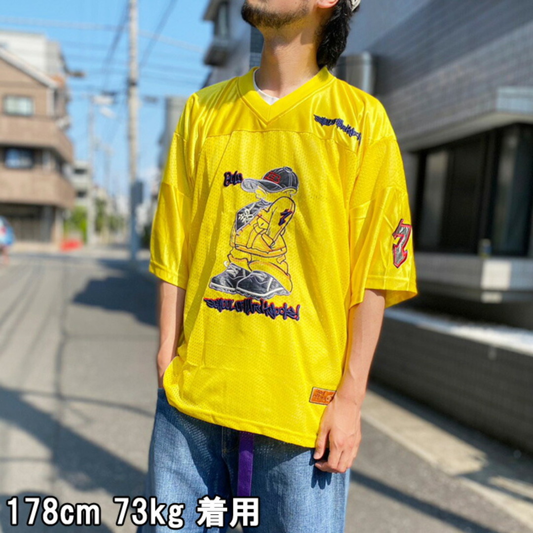 00's Deadstock SOHK HIPHOP GAME SHIRT ゲーム シャツ ジャージー メッシュ ヒップホップ 半袖 刺繍 ワッペン サイズ：メンズ XXL ビッグサイズ イエロー デッドストック【新古品】 メンズのトップス(Tシャツ/カットソー(半袖/袖なし))の商品写真