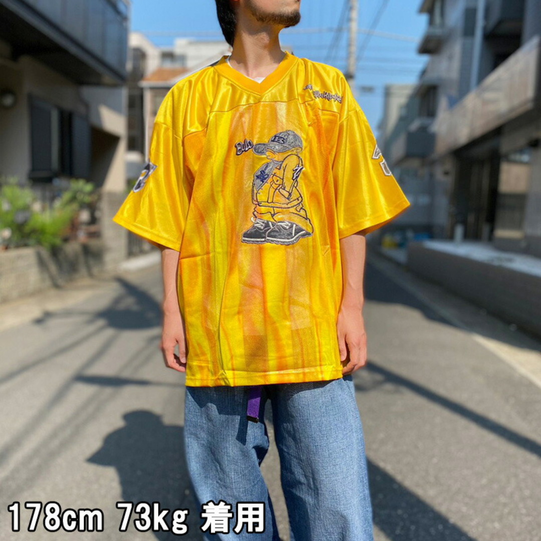 00's Deadstock SOHK HIPHOP GAME SHIRT ゲーム シャツ ジャージー メッシュ ヒップホップ 半袖 刺繍 ワッペン サイズ：メンズ XXL ビッグサイズ イエロー デッドストック【新古品】 メンズのトップス(Tシャツ/カットソー(半袖/袖なし))の商品写真