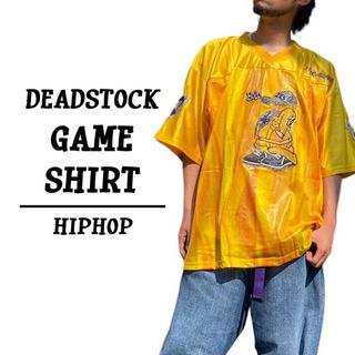 00's Deadstock SOHK HIPHOP GAME SHIRT ゲーム シャツ ジャージー メッシュ ヒップホップ 半袖 刺繍 ワッペン サイズ：メンズ XXL ビッグサイズ イエロー デッドストック【新古品】(Tシャツ/カットソー(半袖/袖なし))