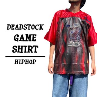 00's Deadstock SOHK HIPHOP GAME SHIRT ゲーム シャツ ジャージー メッシュ ヒップホップ 半袖 刺繍 ワッペン サイズ：メンズ XL ビッグサイズ レッド×ブラック メタリックカラー デッドストック【新古品】(Tシャツ/カットソー(半袖/袖なし))