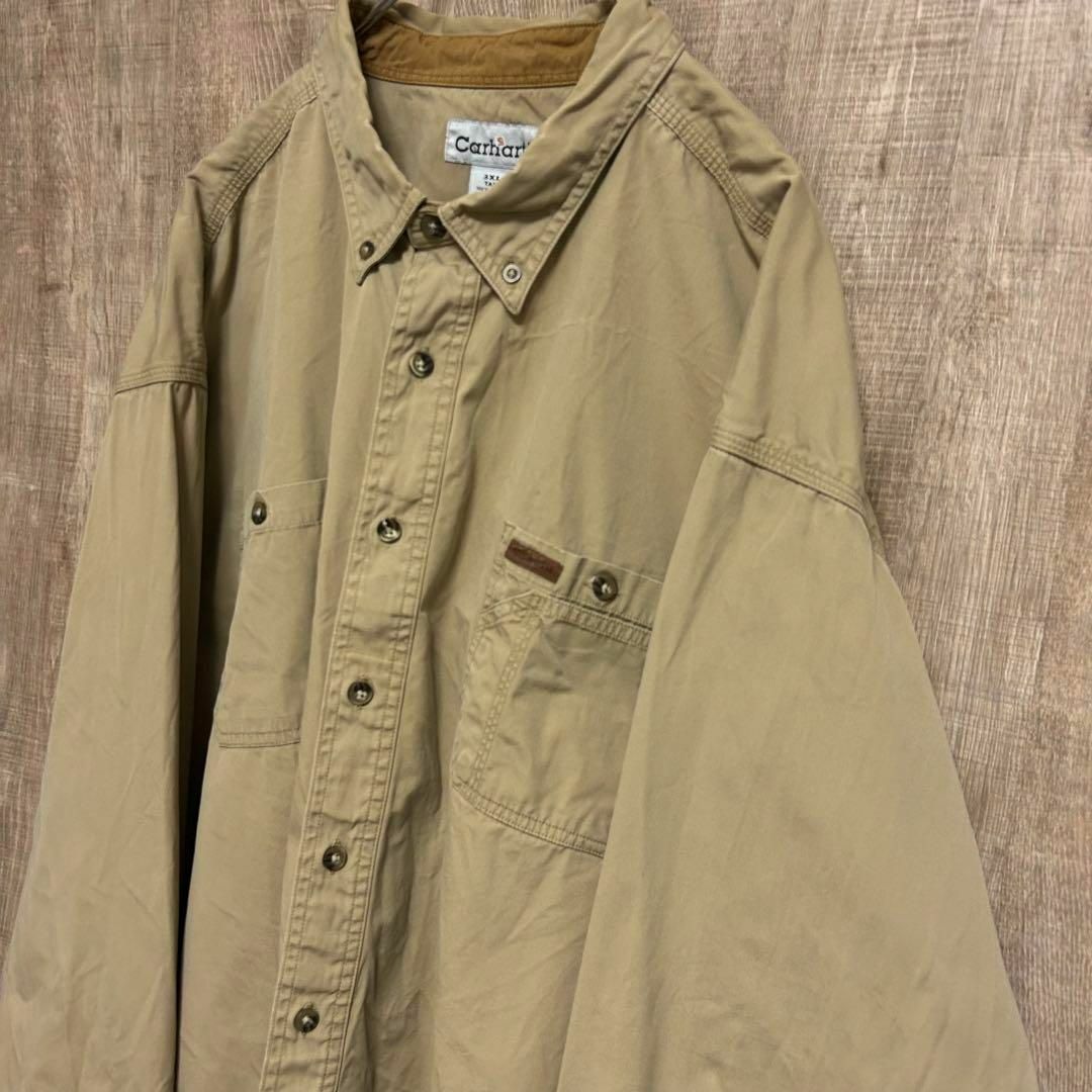 carhartt(カーハート)のCarhartt カーハート　BDシャツ　ベージュ　革ロゴ　3XL TALL メンズのトップス(シャツ)の商品写真