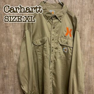 カーハート(carhartt)のCarhartt カーハート　ワークシャツ　ベージュ　ロゴタグ　刺繍ロゴ　XL(シャツ)