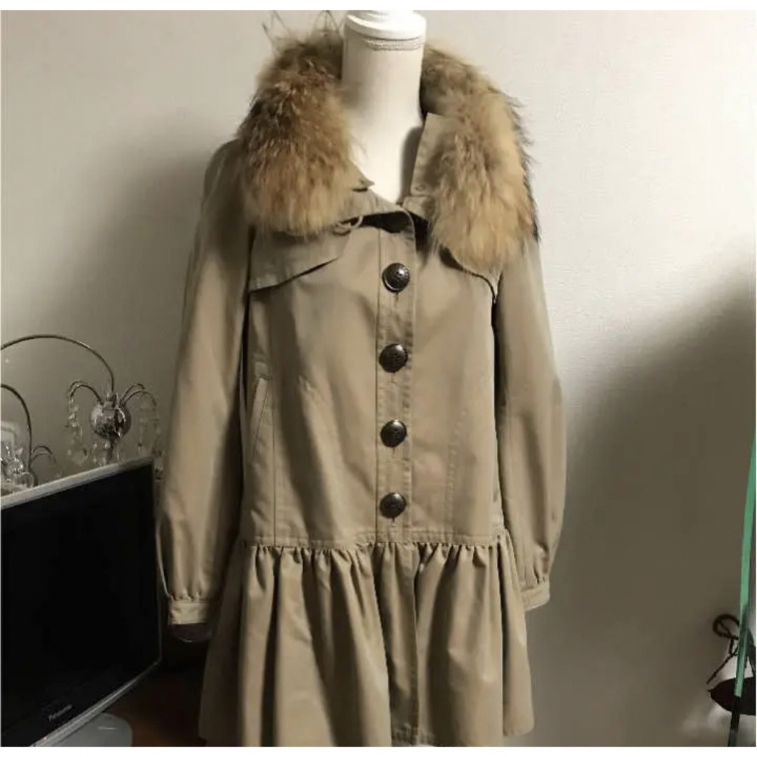 BURBERRY BLUE LABEL - BURBERRY BLUE LABEL ファー付きコートの通販