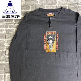 ハーレーダビッドソン(Harley Davidson)のハーレーダビッドソン☆ロンT 古着 ゆるだぼ 90s 刺繍ロゴ 希少 cu6(Tシャツ/カットソー(七分/長袖))