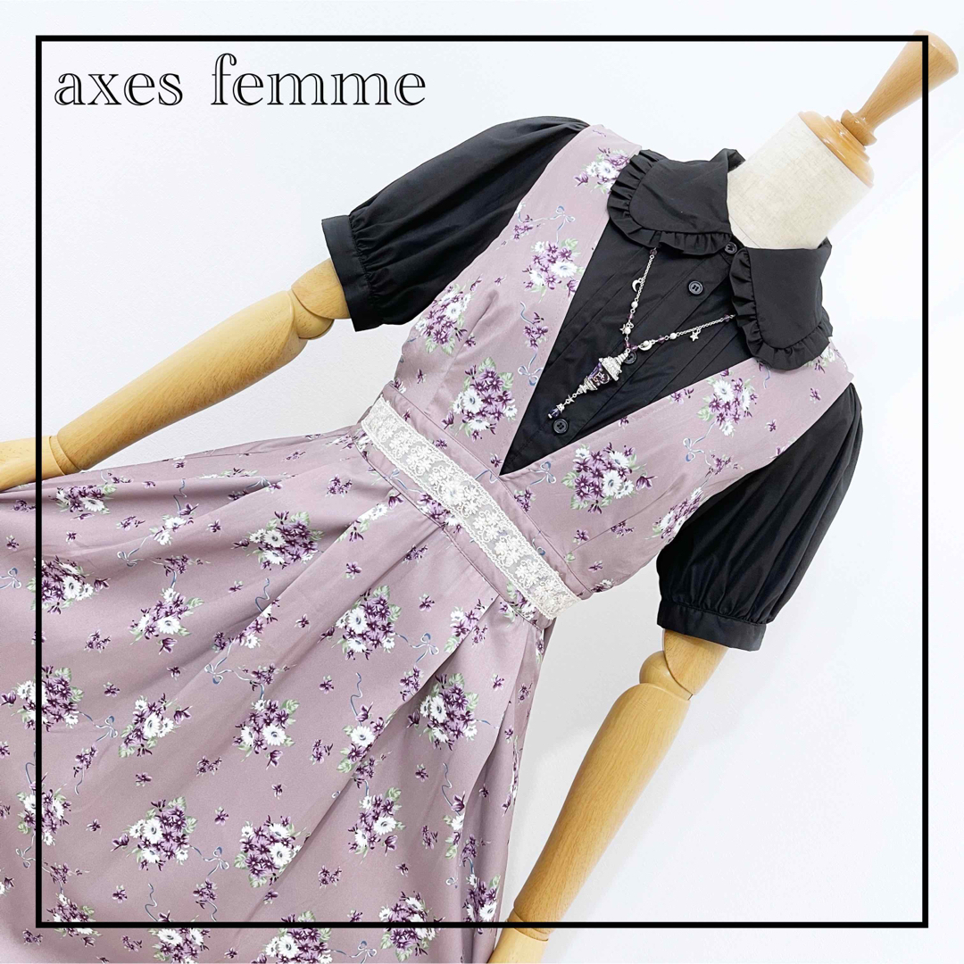 «axes femme» 花柄 ワンピース ジャンスカ JSK ロリータ 丸襟 | フリマアプリ ラクマ