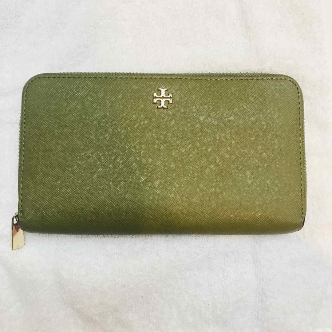 TORY BURCH トリーバーチ 長財布 ラウンドファスナー オリーブ レザー