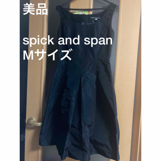 スピックアンドスパン(Spick & Span)の美品　spick and span ブラックワンピース　ドレス(ミディアムドレス)