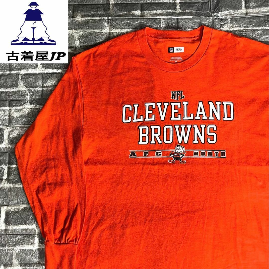 NFL☆ロンT USA古着 ゆるだぼ 90s ブラウンズ カレッジロゴ cw3 メンズのトップス(Tシャツ/カットソー(七分/長袖))の商品写真