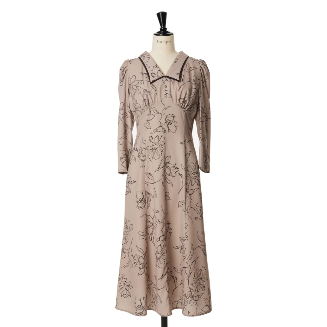 Limoges Floral Midi Dress beige herlipto