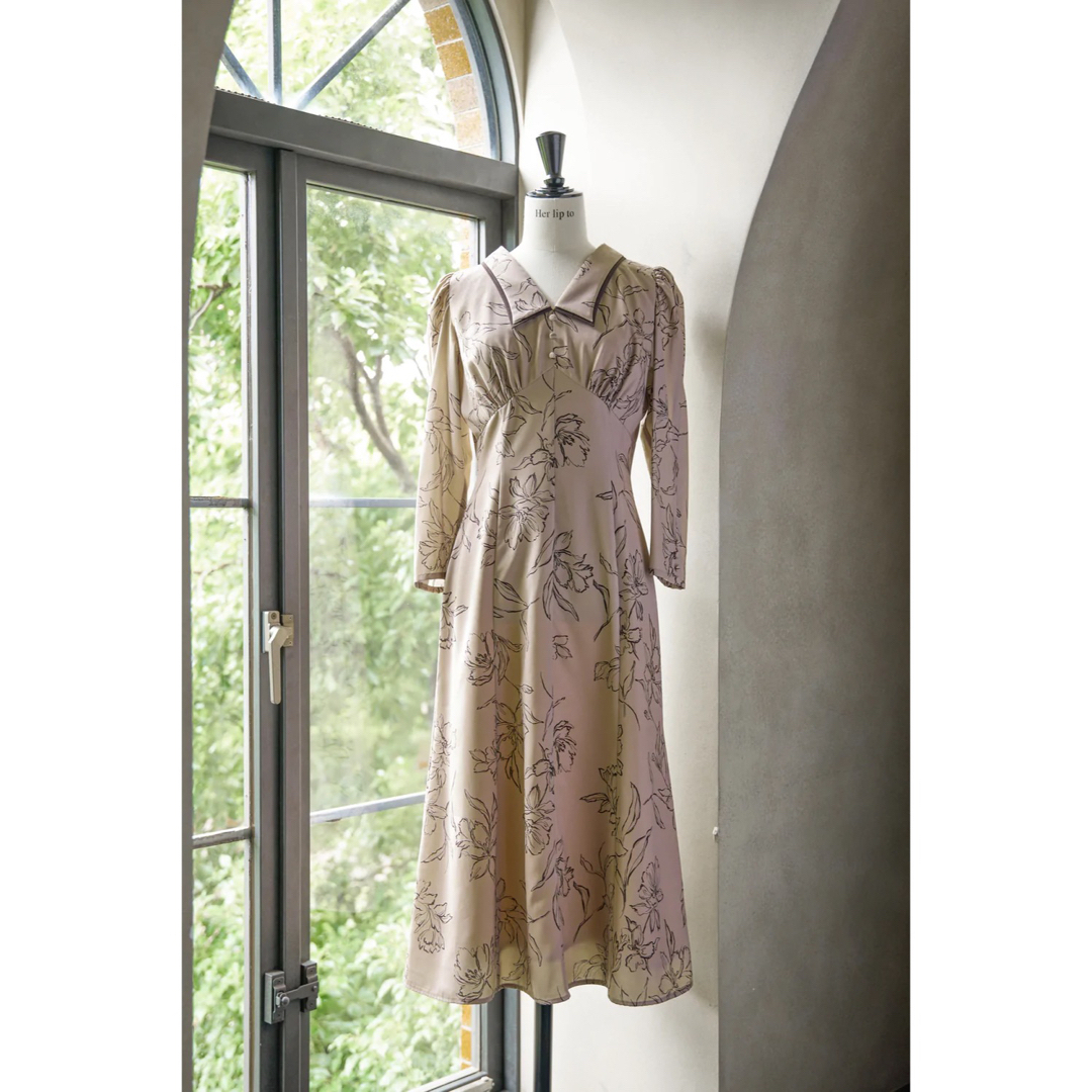 Limoges Floral Midi Dress beige herlipto