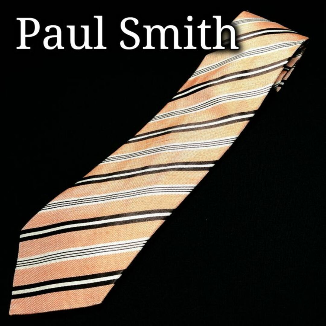 Paul Smith(ポールスミス)のポールスミス レジメンタル オレンジ ネクタイ リネン A107-M18 メンズのファッション小物(ネクタイ)の商品写真