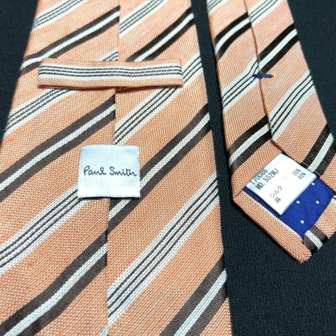 Paul Smith(ポールスミス)のポールスミス レジメンタル オレンジ ネクタイ リネン A107-M18 メンズのファッション小物(ネクタイ)の商品写真