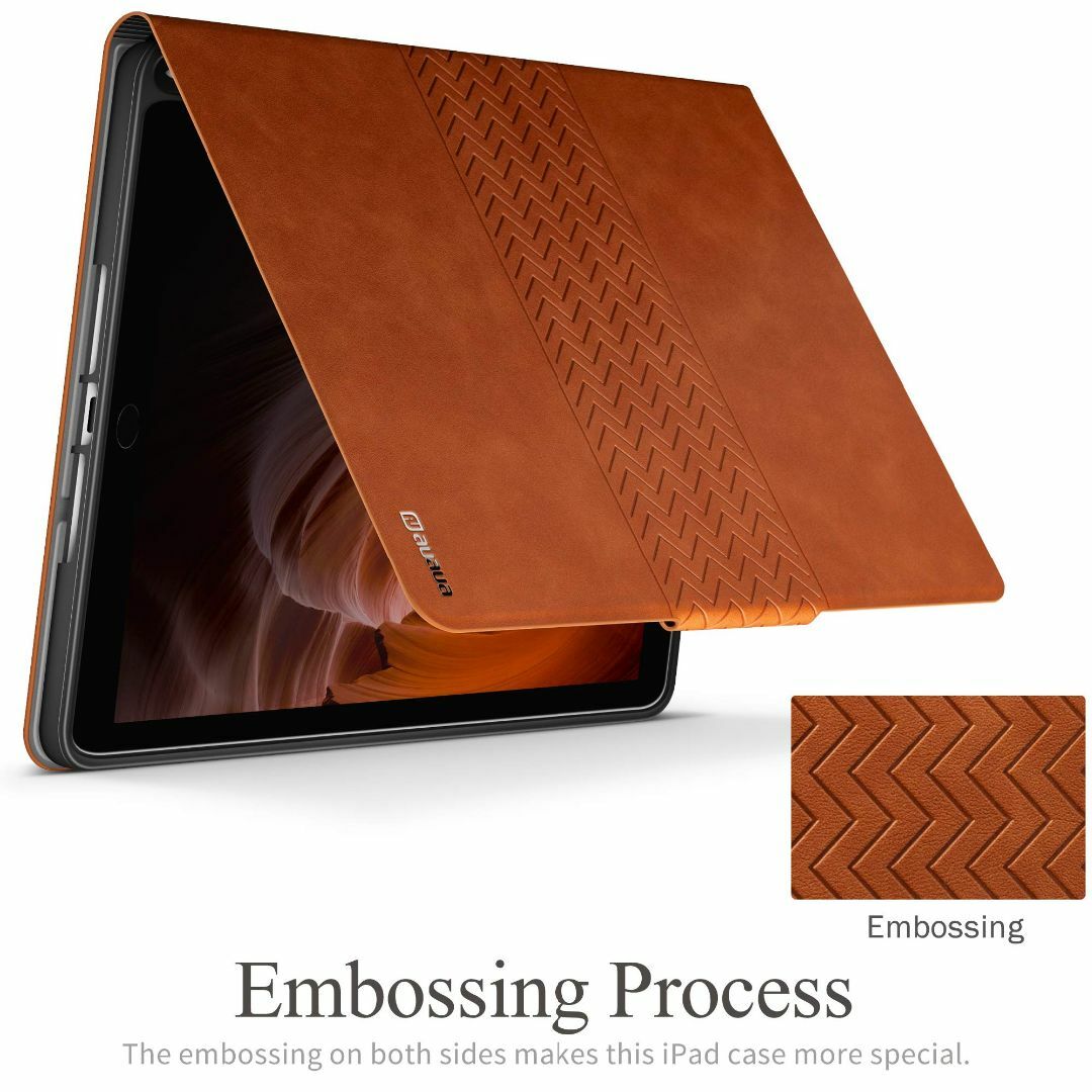 【色:ブラウン】auaua iPad 987世代 ケース PUレザー ペン収納