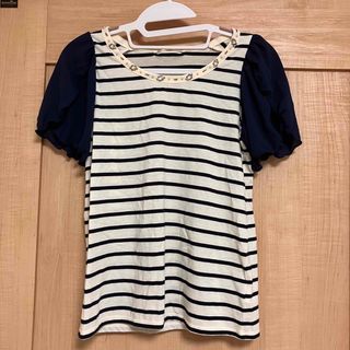 マジェスティックレゴン(MAJESTIC LEGON)のマジェスティックレゴン★袖シフォンボーダーT(カットソー(半袖/袖なし))