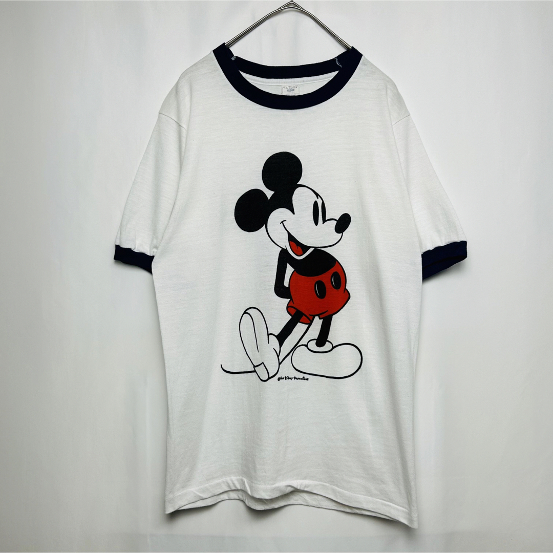 ディズニー ミッキーマウス リンガー　プリント Tシャツ USA製　サイズM