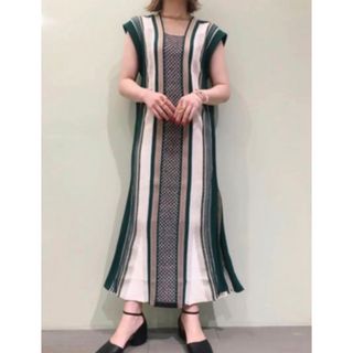 マメ(mame)のMame Kurogouchi /Net Stripe Knit Dress(ロングワンピース/マキシワンピース)