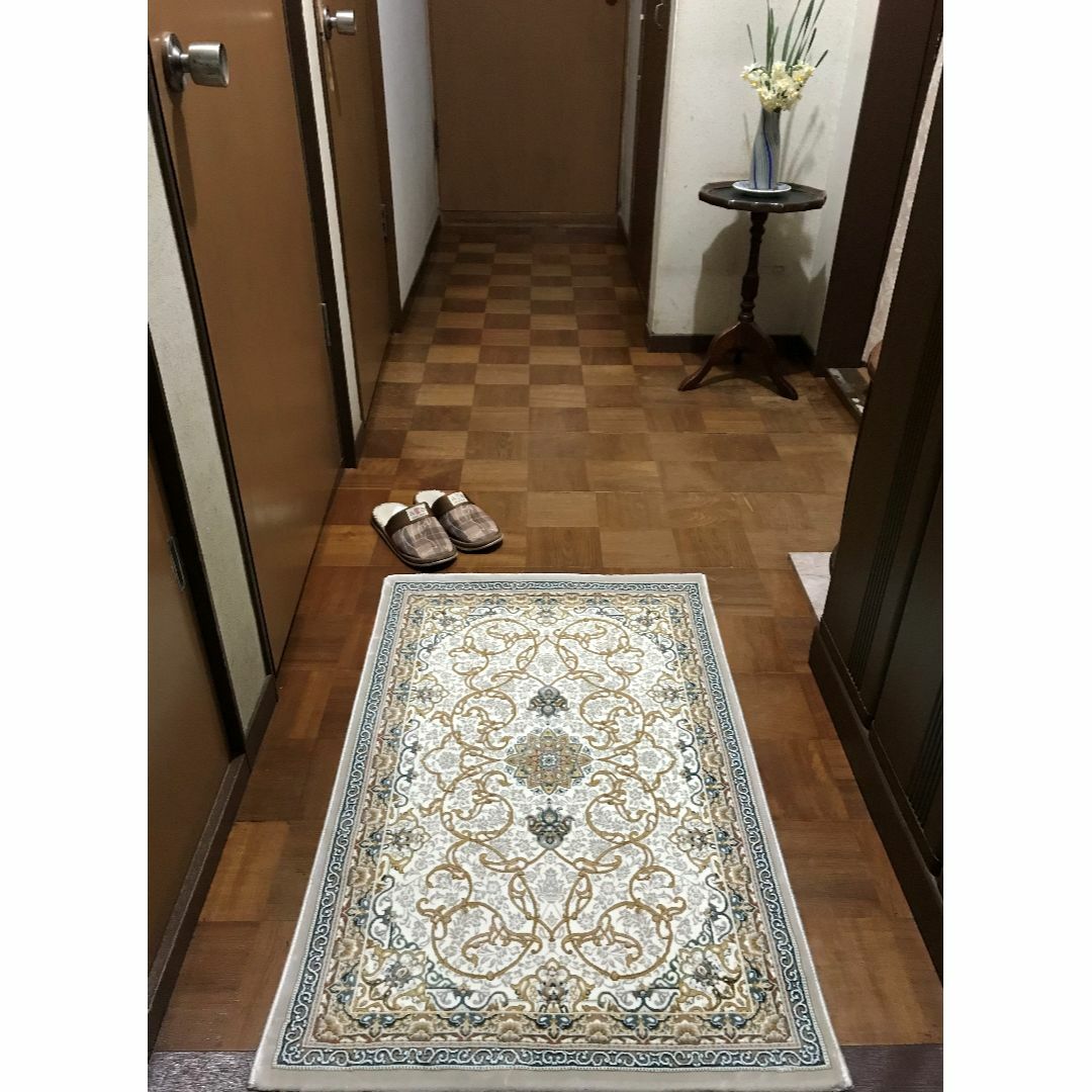 144万ノット、立体柄 ！本場 イラン産 絨毯！60×90cm-42001-