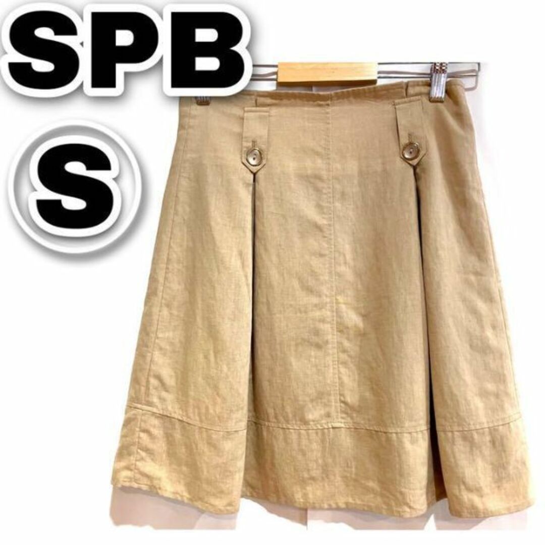 エスピービー SPB ボックスプリーツ ハイウエスト ミニスカート ベージュ S レディースのスカート(ミニスカート)の商品写真