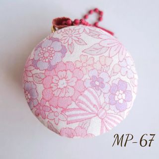 ころんとマカロンポーチ 🌼ゆめかわ花柄×リボン☆ピンク