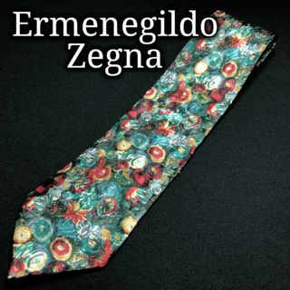 エルメネジルドゼニア(Ermenegildo Zegna)のエルメネジルドゼニア 切替フラワー グリーン ネクタイ A107-N13(ネクタイ)