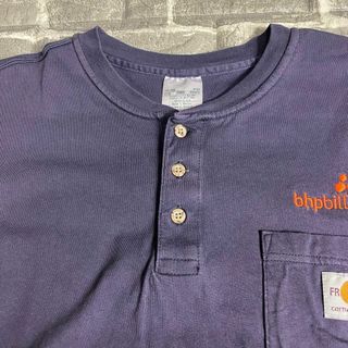 carhartt - カーハート☆ロンT US古着 90s ヘンリーネック 企業刺繍
