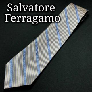 サルヴァトーレフェラガモ(Salvatore Ferragamo)のフェラガモ 切替レジメンタル スカイブルー ネクタイ A107-O06(ネクタイ)