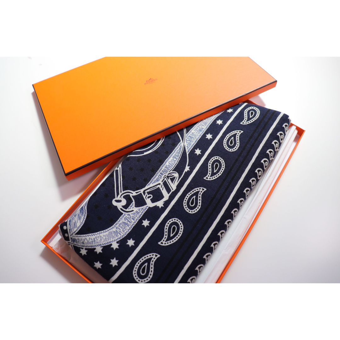 美品 Hermes エルメス カシシル カレジェアン バンダナ 140