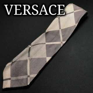 ジャンニヴェルサーチ(Gianni Versace)のヴェルサーチ ロゴチェック グレー ネクタイ A107-O09(ネクタイ)