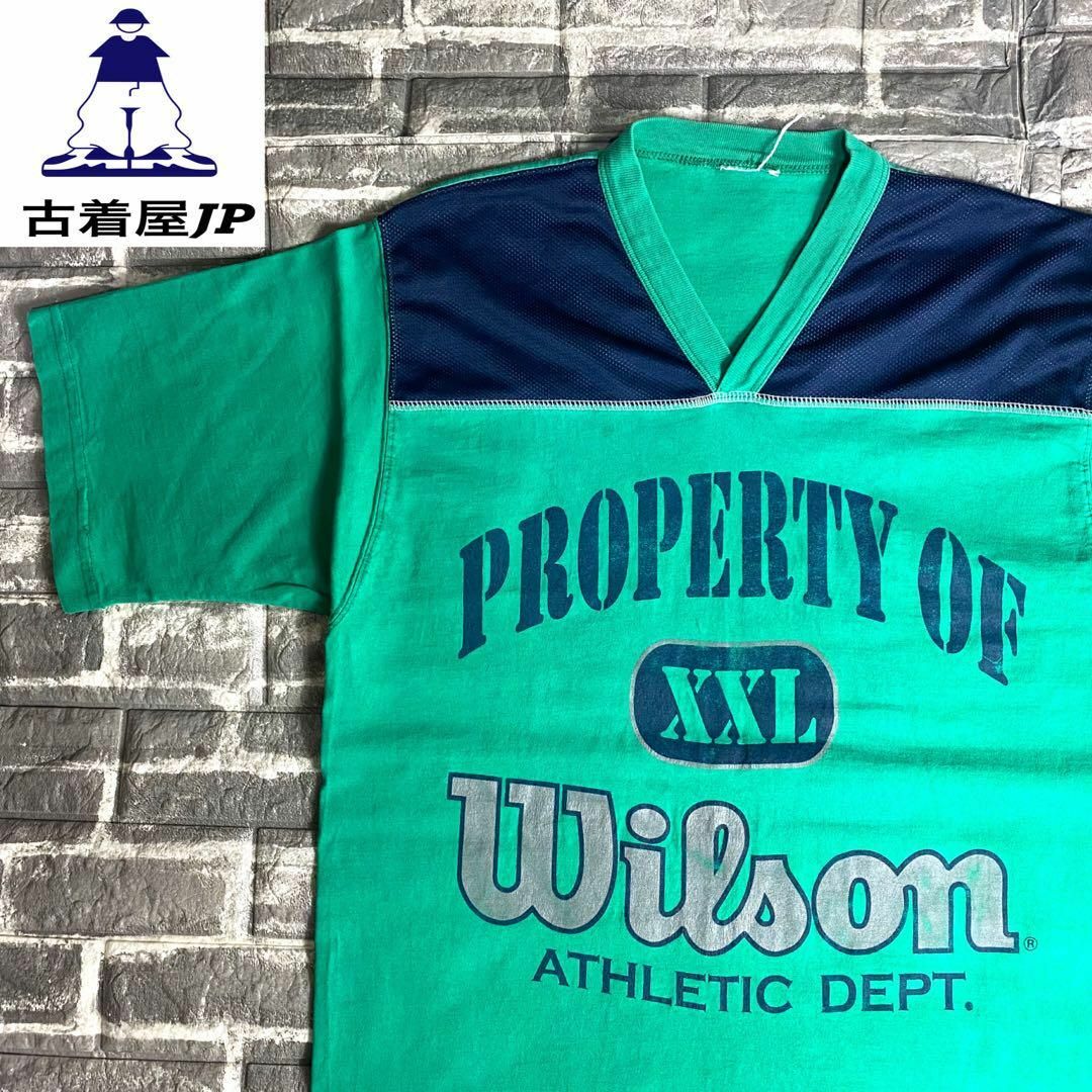 wilson(ウィルソン)のウィルソン☆Tシャツ ビンテージ US古着 デカロゴ 90s 希少 緑 da7 メンズのトップス(Tシャツ/カットソー(半袖/袖なし))の商品写真