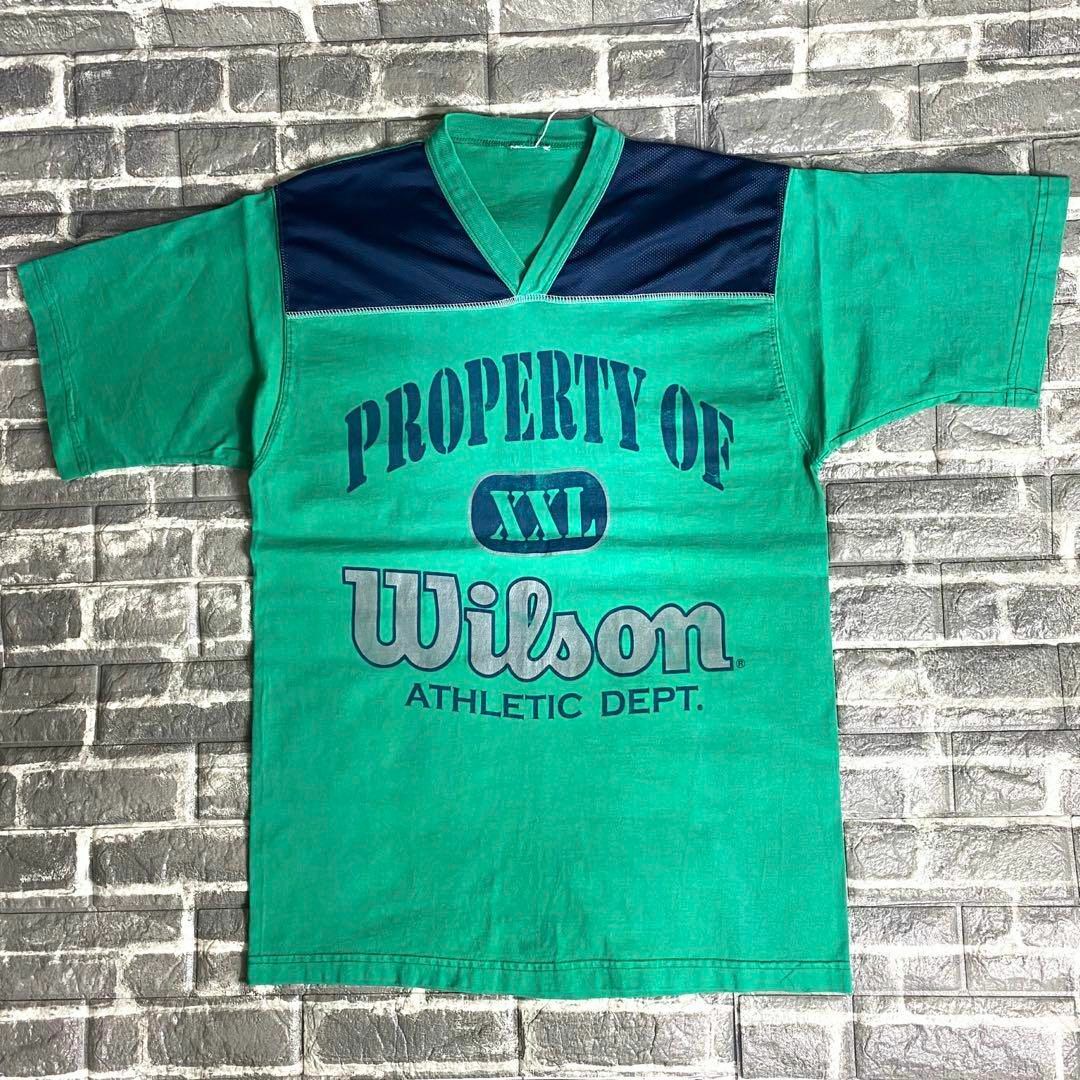 wilson(ウィルソン)のウィルソン☆Tシャツ ビンテージ US古着 デカロゴ 90s 希少 緑 da7 メンズのトップス(Tシャツ/カットソー(半袖/袖なし))の商品写真