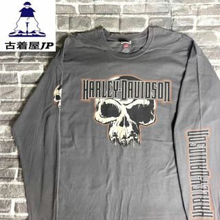 ハーレーダビッドソン(Harley Davidson)のUS古着 ハーレーダビッドソン☆ロンT デカロゴ90s ゆるだぼ ドクロ da8(Tシャツ/カットソー(七分/長袖))