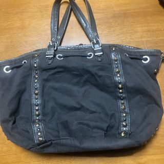 【美品】DIESEL トートバッグ スタッズ レザー ブラック ポーチ付き A4