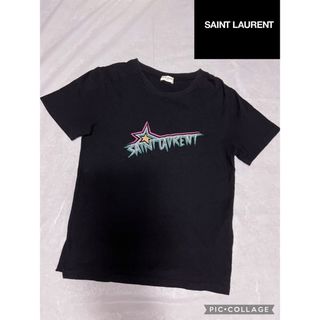 サンローラン スター＆ロゴプリントヴィンテージ加工Tシャツ-